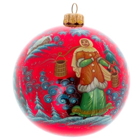 Шар ёлочный из стекла "Снеговик" Палех