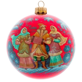 Шар ёлочный из стекла "Снеговик" Палех