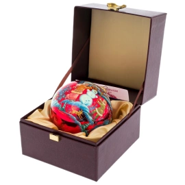 Шар ёлочный из стекла "Снеговик" Палех