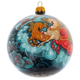 Шар ёлочный из стекла "Зимняя тройка" Палех