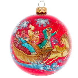 Шар ёлочный из стекла "Праздник" Палех