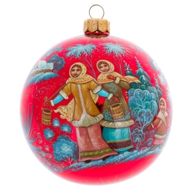 Шар ёлочный из стекла "Праздник" Палех