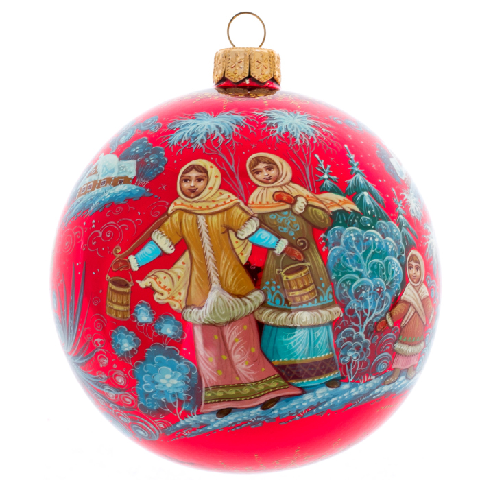 Шар ёлочный из стекла "Праздник" Палех