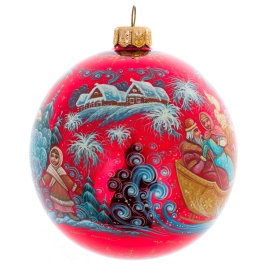 Шар ёлочный из стекла "Праздник" Палех
