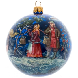 Шар ёлочный из стекла "Катания" Палех