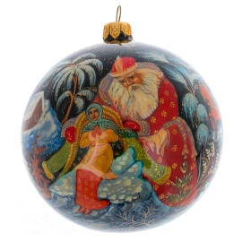 Шар ёлочный из стекла "Мороз" Палех