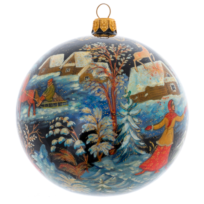 Шар ёлочный из стекла "Мороз" Палех