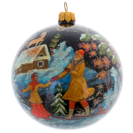 Шар ёлочный из стекла "Мороз" Палех