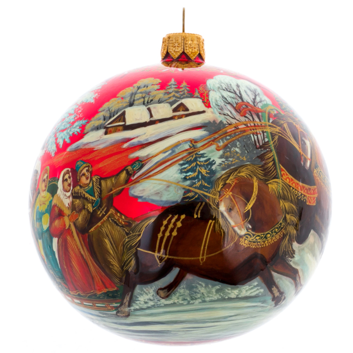 Шар ёлочный из стекла "Зима" Палех