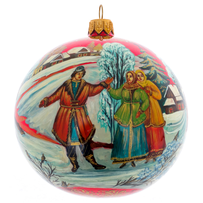 Шар ёлочный из стекла "Зима" Палех