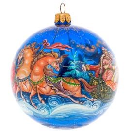 Шар ёлочный из стекла "Ночная тройка" Палех