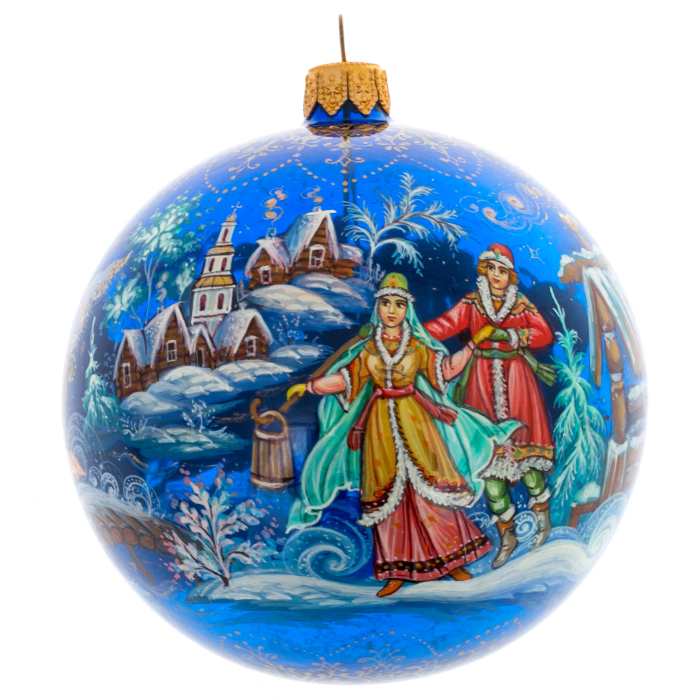 Шар ёлочный из стекла "Ночная тройка" Палех