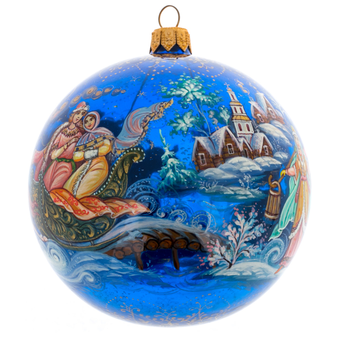 Шар ёлочный из стекла "Ночная тройка" Палех