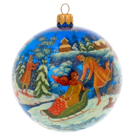 Шар ёлочный из стекла "Праздник" Палех