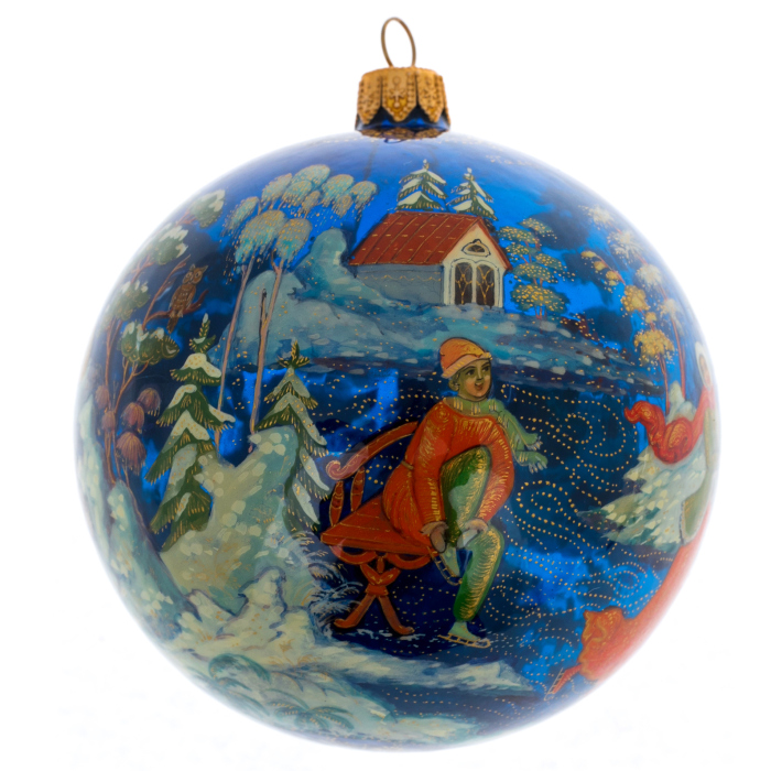 Шар ёлочный из стекла "Праздник" Палех