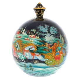 Шар ёлочный деревянный "Зима" Филипова, Палех