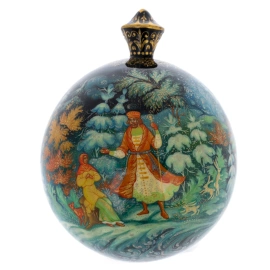 Шар ёлочный деревянный "Зима" Филипова, Палех