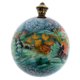 Шар ёлочный деревянный "Зима" Филипова, Палех