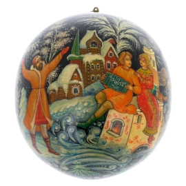 Шар ёлочный деревянный "Емеля" Чапарина, Палех