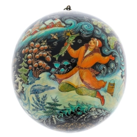 Шар ёлочный деревянный "Емеля" Чапарина, Палех