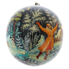Шар ёлочный деревянный "Емеля" Чапарина, Палех