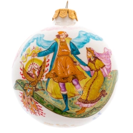 Шар ёлочный фарфоровый "Ковер самолет" Чапарина, Палех