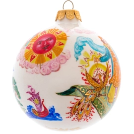 Шар ёлочный фарфоровый "Ковер самолет" Чапарина, Палех