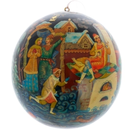 Шар ёлочный деревянный "Емеля" Кузьменко, Палех