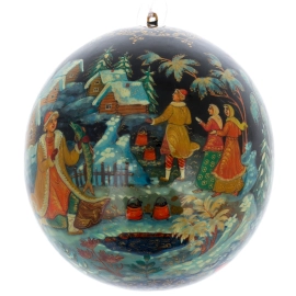 Шар ёлочный деревянный "Емеля" Кузьменко, Палех