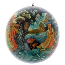 Шар ёлочный деревянный "Емеля" Кузьменко, Палех