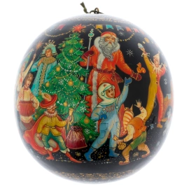 Шар ёлочный деревянный "Новогодний карнавал" Чапарина, Палех