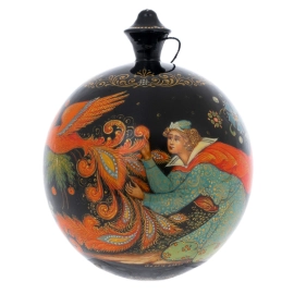 Шар ёлочный деревянный "Жар-птица" Чапарина, Палех