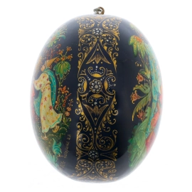 Шар ёлочный деревянный "Золотой петушок" Чапарина, Палех