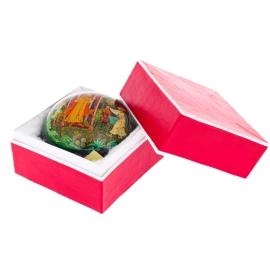 Шар ёлочный деревянный "Золотой петушок" Чапарина, Палех