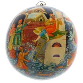 Шар ёлочный деревянный "Емеля" Кузьменко, Палех