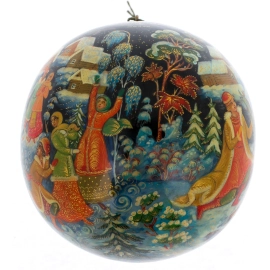 Шар ёлочный деревянный "Емеля" Кузьменко, Палех