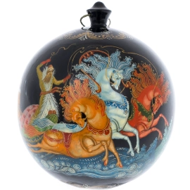 Шар ёлочный деревянный "Морозко" Горбатова, Палех