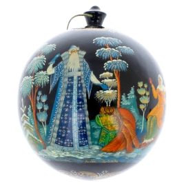 Шар ёлочный деревянный "Морозко" Горбатова, Палех