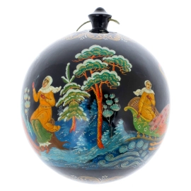 Шар ёлочный деревянный "Морозко" Горбатова, Палех