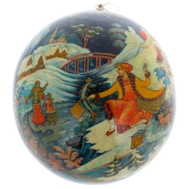 Шар ёлочный деревянный "Емеля" Кузьменко, Палех