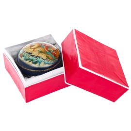 Шар ёлочный деревянный "Тройка" Коновалова, Палех