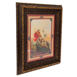 Картина на сусальном золоте "Георгий Победоносец" изумруд/терракот