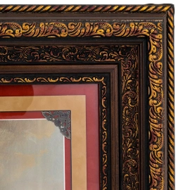 Картина на сусальном золоте "Георгий Победоносец" изумруд/терракот