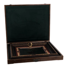 Картина на сусальном золоте "Георгий Победоносец" изумруд/терракот