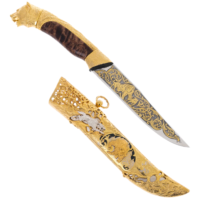 Souvenir knife "Bear" with artistic casting, Zlatoust