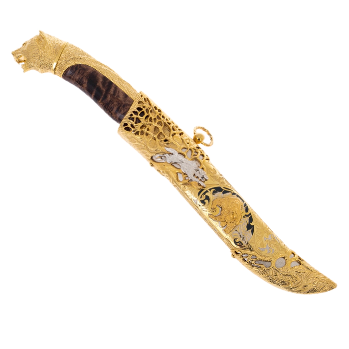 Souvenir knife "Bear" with artistic casting, Zlatoust