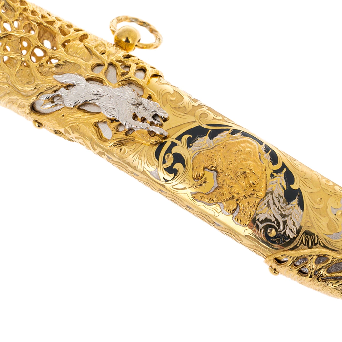 Souvenir knife "Bear" with artistic casting, Zlatoust