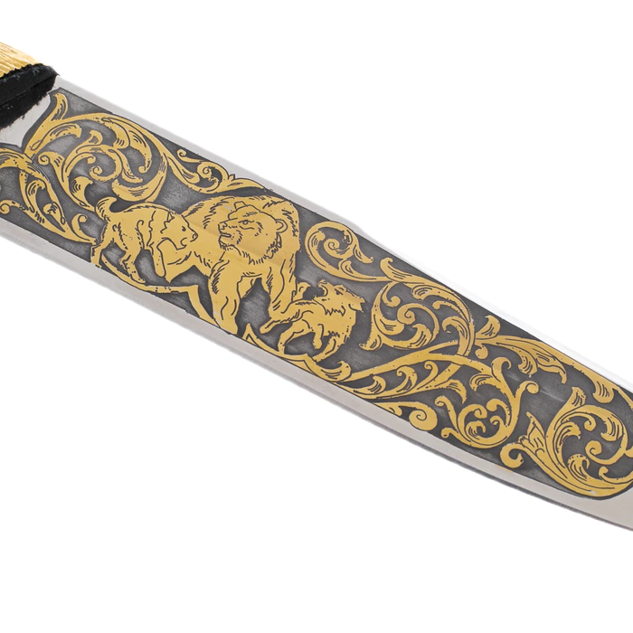 Souvenir knife "Bear" with artistic casting, Zlatoust