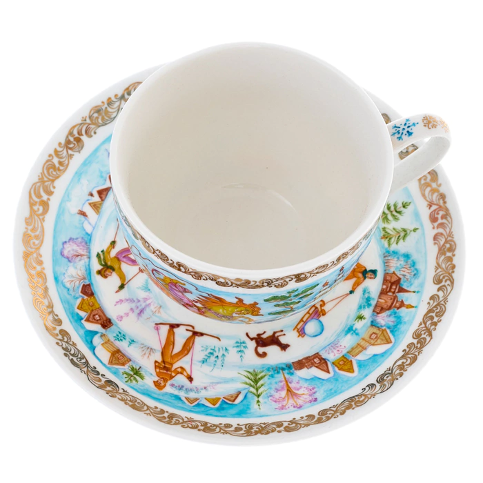 Tea steamer made of porcelain "Winter" Chaparin, Palekh