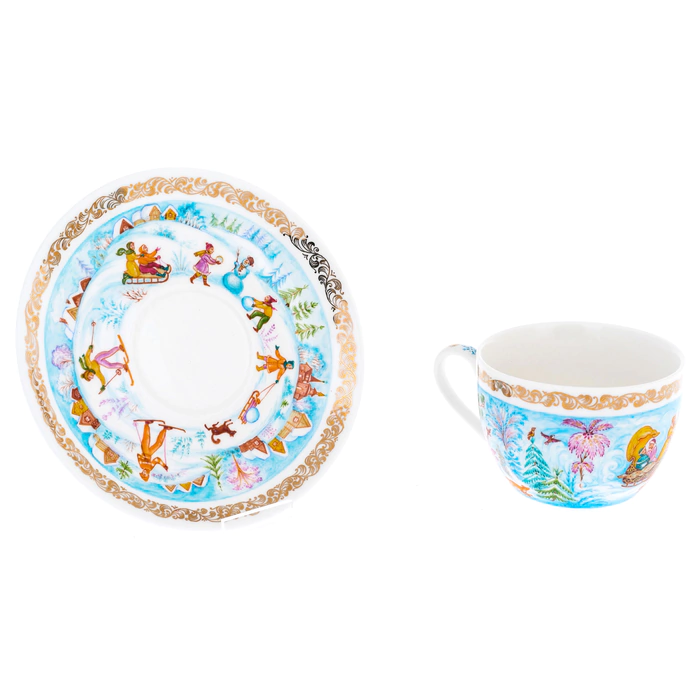 Tea steamer made of porcelain "Winter" Chaparin, Palekh